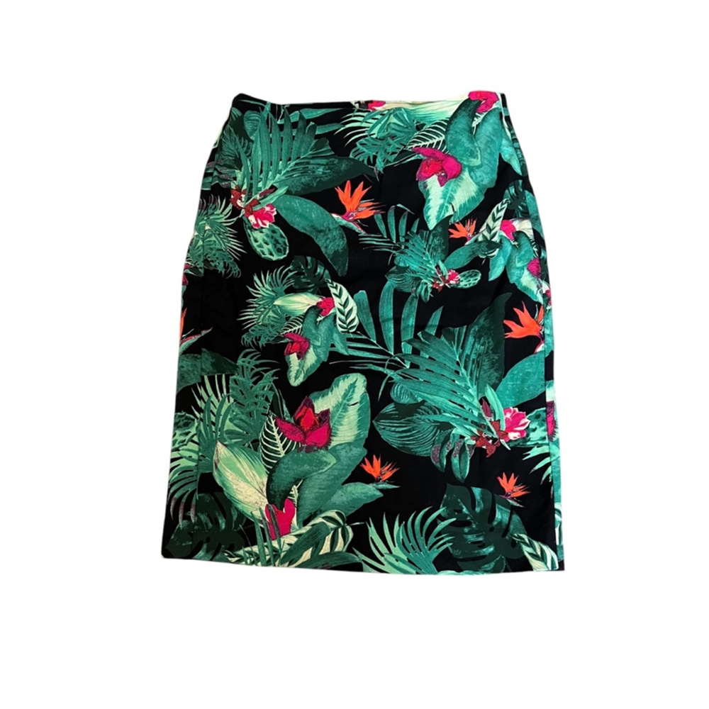 LORD & TAYLOR Tropical Floral Print High Waist Knee Length Pencil Skirt 0